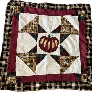 Autumn Pumpkin Patchwork Quilt Pillow Case Burgundy One Set